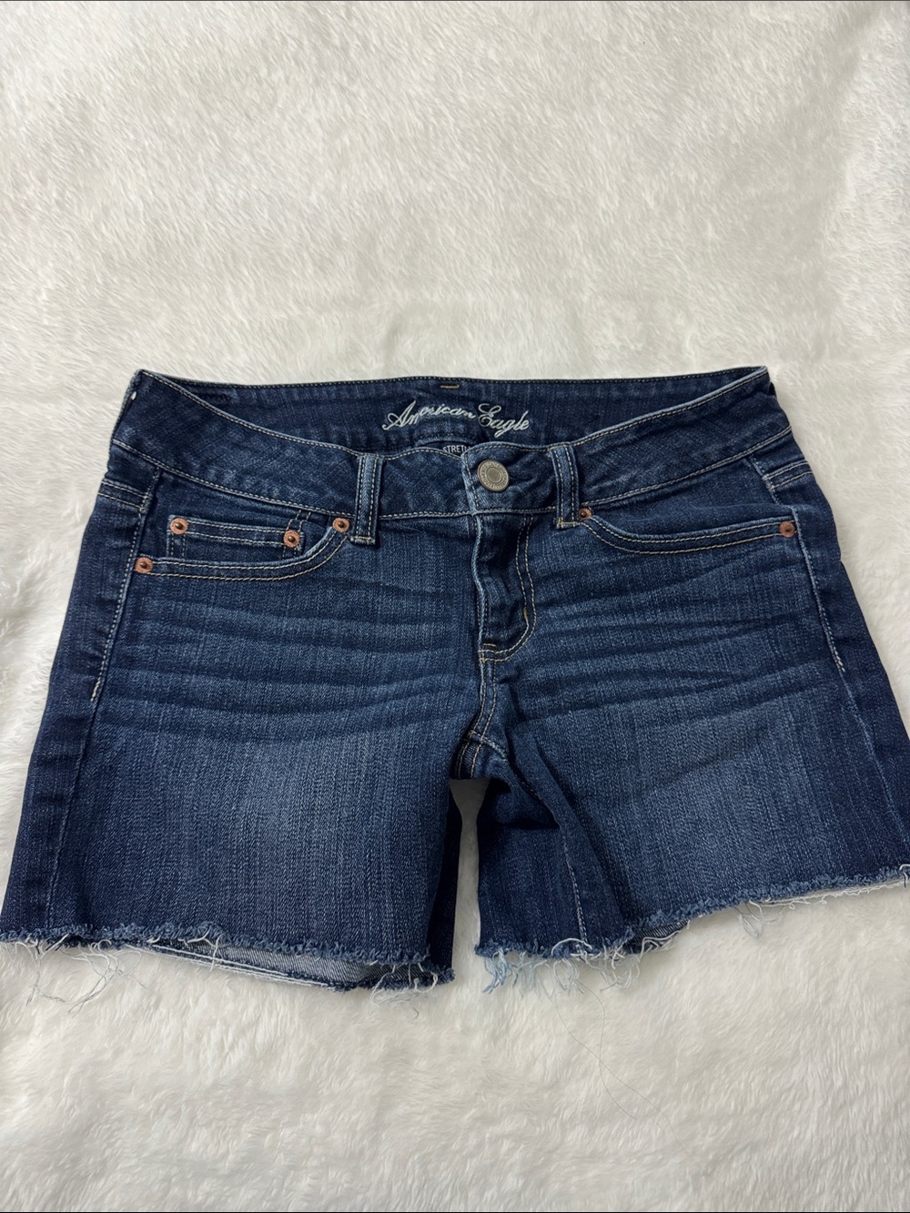 American Eagle Outfitters Y2K Dark Blue Denim Cutoff Shorts Sz 6